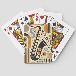 Mid Century Jazz Age Minimalist Art Saxofoon Pokerkaarten