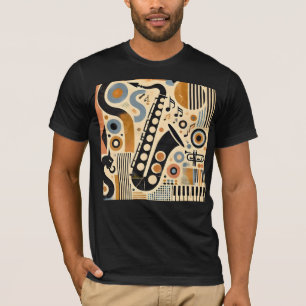Mid Century Jazz Age Minimalist Art Saxofoon T-shirt