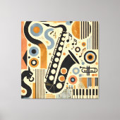Mid Century Jazz Age Minimalist Art Saxophone Canvas Afdruk (Voorkant)