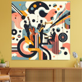 Mid Century Jazz Age Psychedelic Trio Canvas Afdruk (Insitu (Woonkamer))