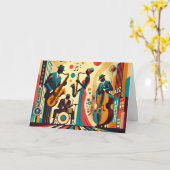 Mid Century Jazz Age Quartet Kaart (Gele Bloem)