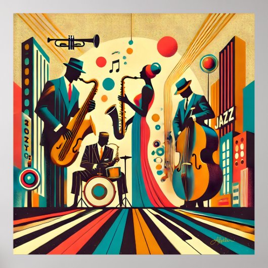 Mid Century Jazz Age Quartet Poster (Voorkant)
