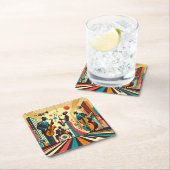 Mid Century Jazz Age Quartet Vierkante Kartonnen Onderzetter (Insitu)