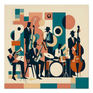 Mid Century Jazz Age Sextet Perfect Poster