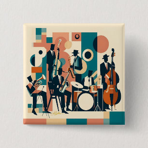 Mid Century Jazz Age Sextet Vierkante Button 5,1 Cm