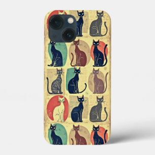 mid-century katten iPhone 13 mini hoesje