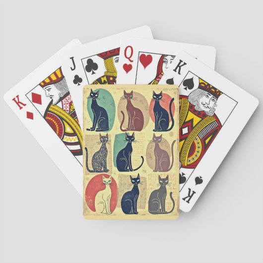  mid-century katten pokerkaarten (Achterkant)