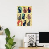 mid-century katten poster (Thuiskantoor)