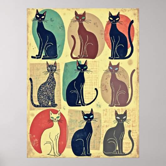mid-century katten poster (Voorkant)