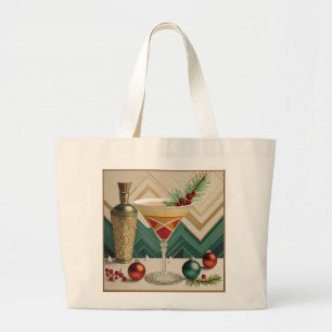 Mid Century Kerst Cocktailparty Happy Hour Grote Tote Bag