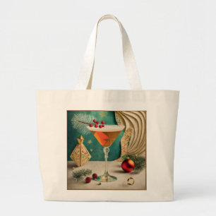 Mid Century Kerst Cocktailparty Happy Hour Grote Tote Bag
