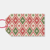 Mid Century Kerstmis Atoomsterren op ruiten Cadeaulabel (Achterkant Horizontaal)