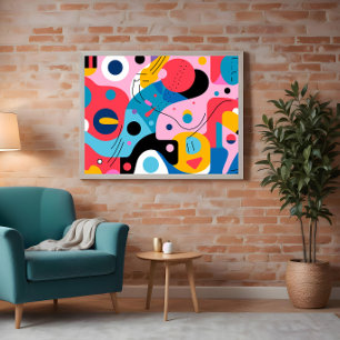 Mid Century Kleurrijke Abstracte Kunst Poster