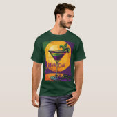 Mid Century Mardi Gras Sunset Fleur De Lis Martini T-shirt (Voorkant volledig)