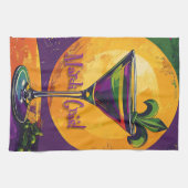 Mid Century Mardi Gras Sunset Fleur De Lis Martini Theedoek (Horizontaal)