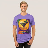 Mid Century Mardi Gras Sunset Fleur De Lis Martini Tri-Blend Shirt (Voorkant volledig)