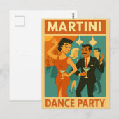 Mid Century Martini Dance Party Briefkaart (Voorkant / Achterkant)
