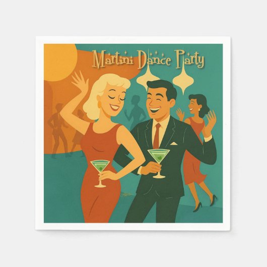 Mid Century Martini Dance Party Servet (Voorkant)