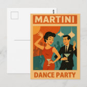 Mid Century Martini Dansfeest Briefkaart (Voorkant / Achterkant)