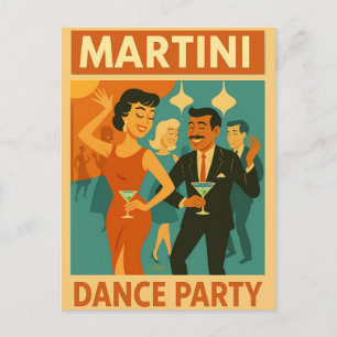 Mid Century Martini Dansfeest Briefkaart