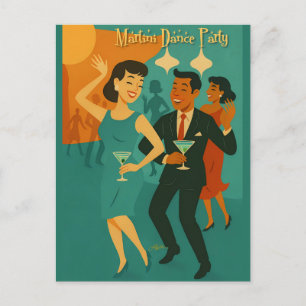 Mid Century Martini Dansfeest Briefkaart