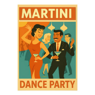 Mid Century Martini Dansfeest Foto Afdruk