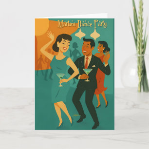 Mid Century Martini Dansfeest Kaart
