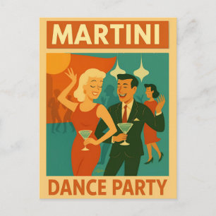 Mid Century Martini Feestje Briefkaart