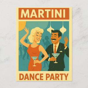 Mid Century Martini Feestje Briefkaart