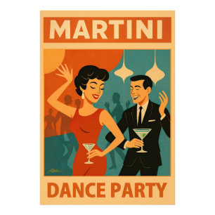 Mid Century Martini Feestje Foto Afdruk