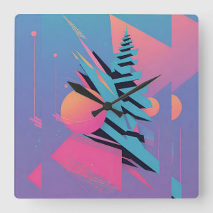 Mid-Century Memphis Design - Ken Gage Art Vierkante Klok