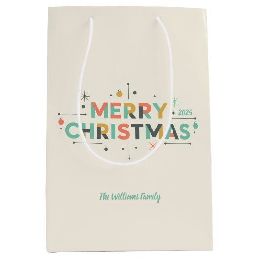 Mid-Century Merry Christmas – Retro Style Medium Cadeauzakje (Voorkant)