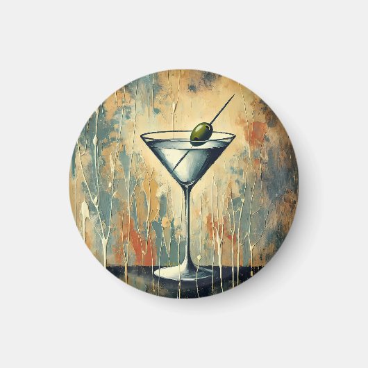 Mid Century Mixed Media Martini Art Magneet (Voorkant)