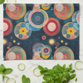 Mid Century Mod Circles in stijl van Hilma af Klin Theedoek (Gevouwen)