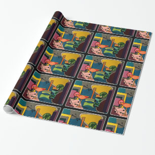 'Mid Century Mod Cocktails'-schildering op een Cadeaupapier