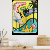 Mid Century Mod Fun in het zonneschilderij op een Poster (Keuken)