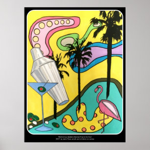Mid Century Mod Fun in het zonneschilderij op een Poster