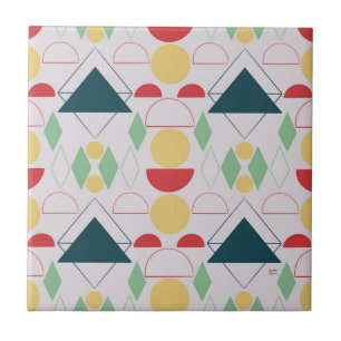 Mid Century Mod Geometric Grey Ceramic Tegel Tegeltje