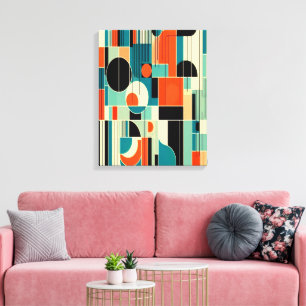 Mid Century Mod Geometrische Abstracte Canvaskunst Canvas Afdruk