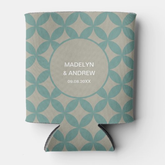 Mid-Century Mod Geometrische Retro Bruiloft Turquo Blikjeskoeler (Voorkant)