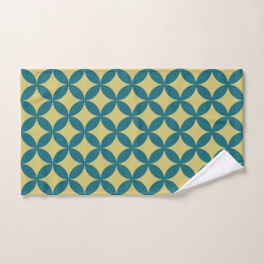 Mid-Century Mod Geometrische Retro Modern Blauw Gr Bad Handdoek (Handdoek)