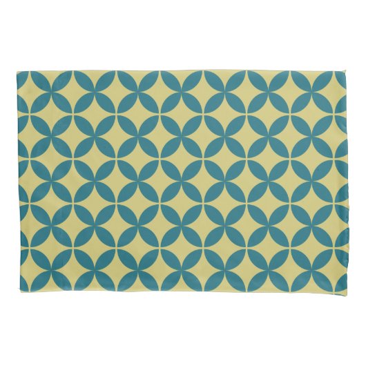 Mid-Century Mod Geometrische Retro Modern Blauw Gr Kussensloop (Voorkant)