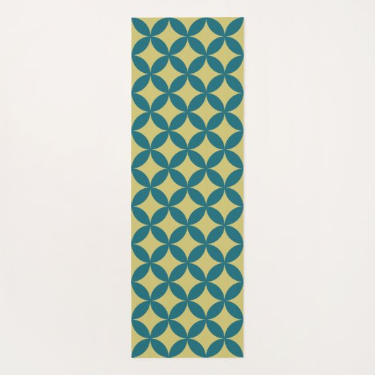 Mid-Century Mod Geometrische Retro Modern Blauwgro Yogamat (Achterkant)