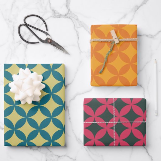Mid-Century Mod Geometrische Retro Modern Kleurrij Inpakpapier Vel (Voorkant)