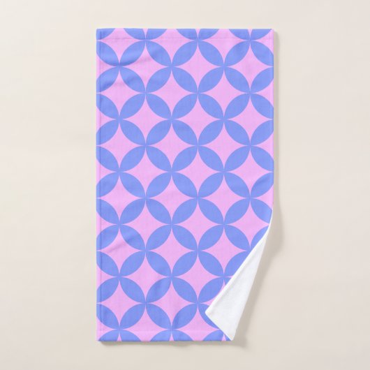 Mid Century Mod Pattern in Pink and Periwinkle Bad Handdoek (Handdoek)