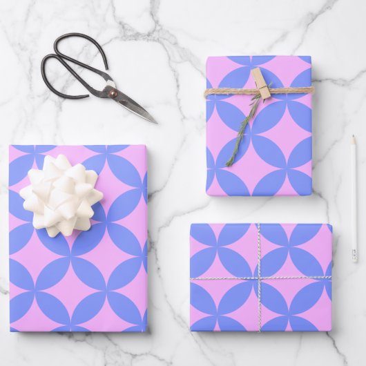 Mid Century Mod Pattern in Pink and Periwinkle Inpakpapier Vel (Voorkant)