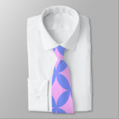 Mid Century Mod Pattern in Pink and Periwinkle Stropdas (Gebonden)