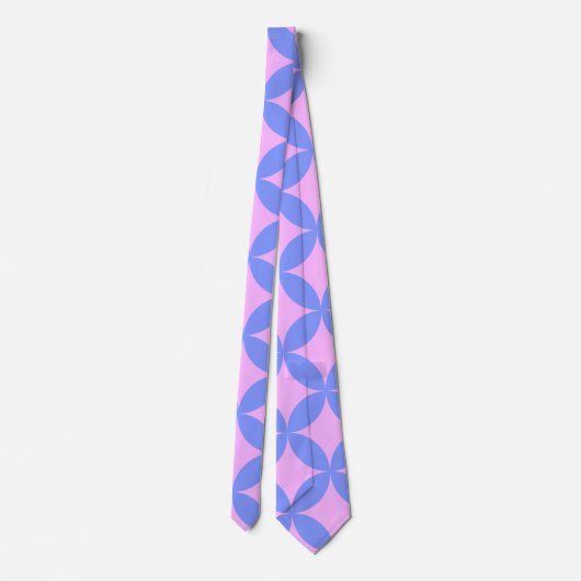 Mid Century Mod Pattern in Pink and Periwinkle Stropdas (Achterkant)
