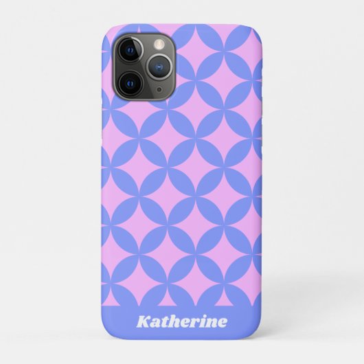 Mid Century Mod Pattern Roze Paars gepersonaliseer Case-Mate iPhone Case (Achterkant)
