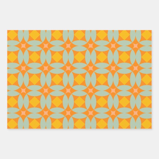 Mid Century Mod Quilt Tiles Pattern Retro Pastels Inpakpapier Vel (Voorkant 2)